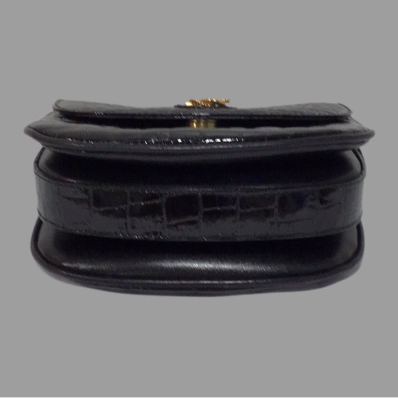 FOR ART-BAG Patent Leather Croc Embossed Small Crossbody, Made in Italy, Black - Picture 8 of 12